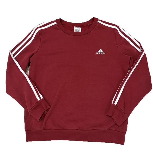 adidas Tops - Adidas 3-Stripes Crewneck Sweatshirt Red White Women's Size L